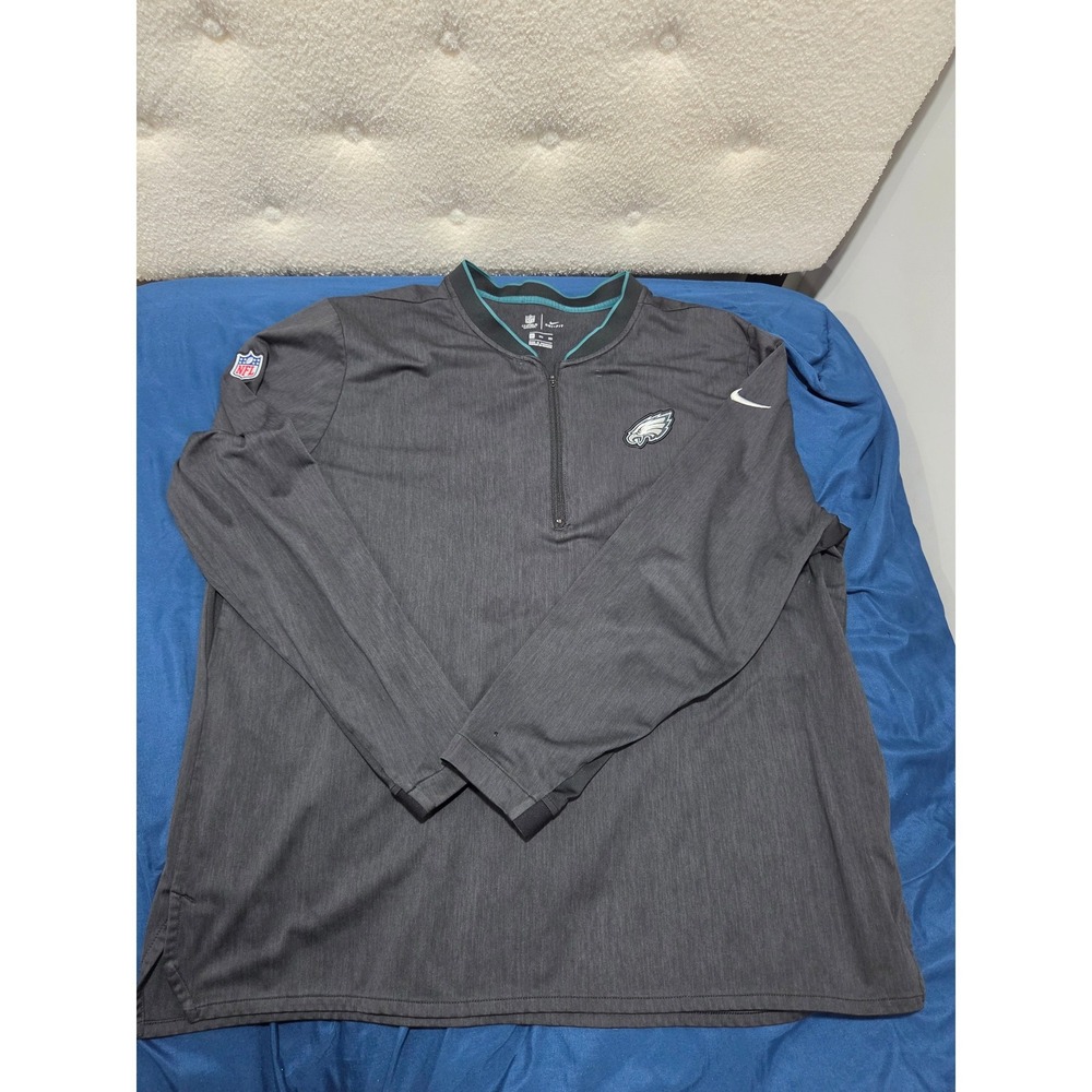 Nike NFL Philadelphia Eagles Dri-FIT Quarter Zip Pullover Gray Mens 3XL